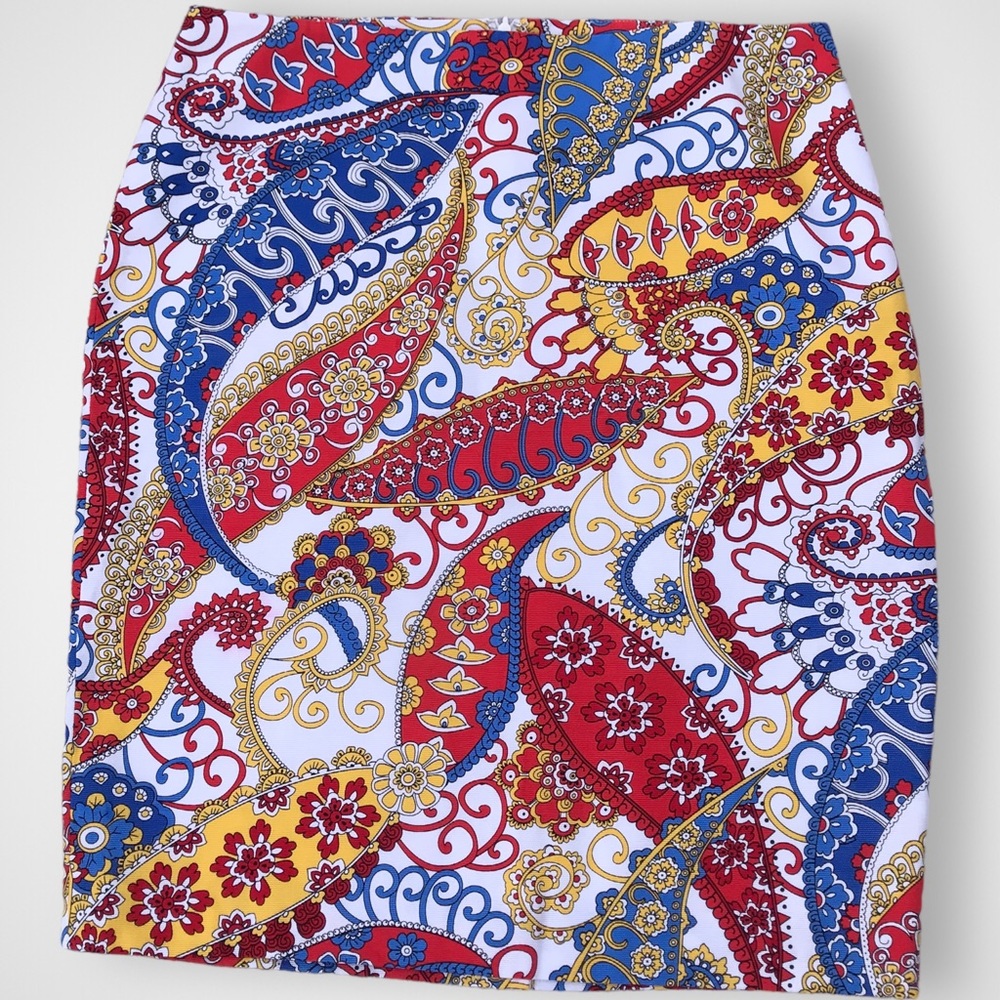 TALBOTS ORNATE paisley Graphic Pencil Skirt - L